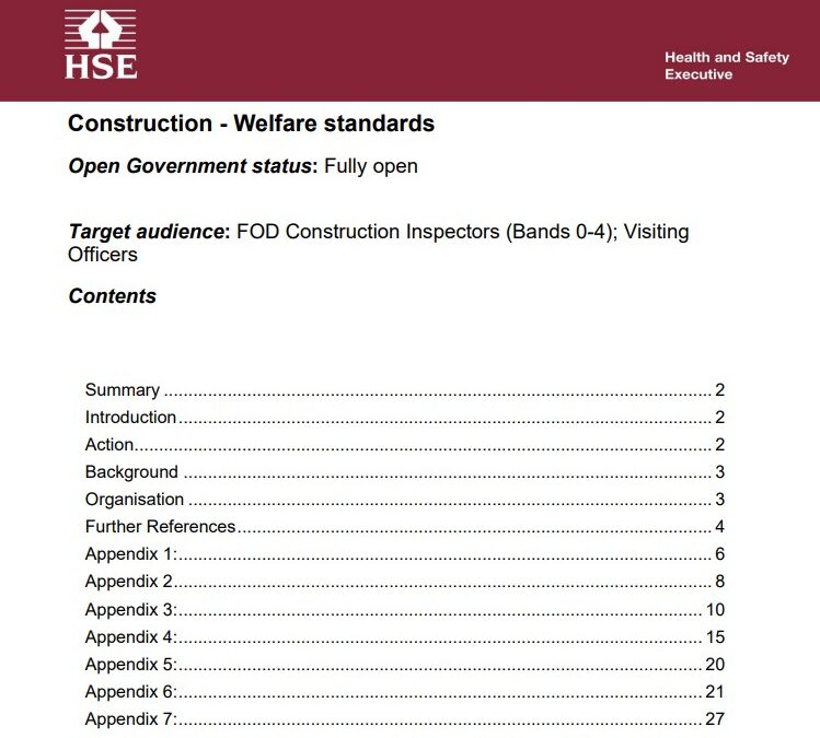 Internal HSE guidance on Construction Welfare Standards
